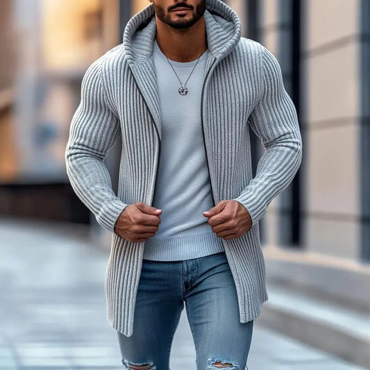 CozyWear - Strikket Cardigan med Hette for Ultimat Komfort Motelys