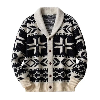 AlpineHeritage - Herre Tykk Strikket Nordisk Cardigan Motelys
