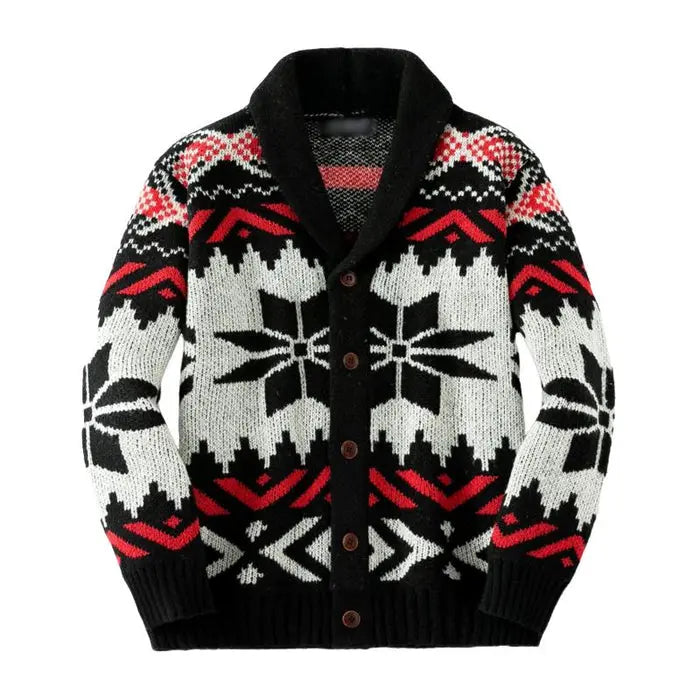 NordicCharm - Herre Vintage Strikket Julecardigan Motelys