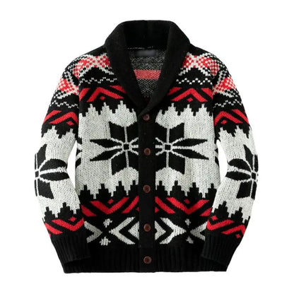 NordicCharm - Herre Vintage Strikket Julecardigan Motelys