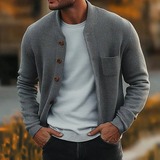 TrendyKnits - Cardigan med Rund Hals for Menn i Stilren Design Motelys