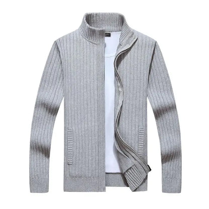 Herre Casual Cardigan med Ståkrage og Glidelås – Stil og Komfort i Ett Motelys