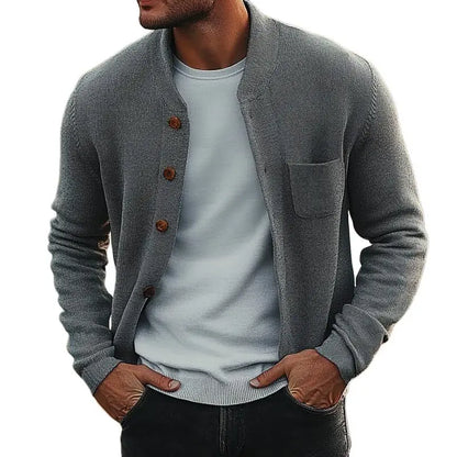 TrendyKnits - Cardigan med Rund Hals for Menn i Stilren Design Motelys