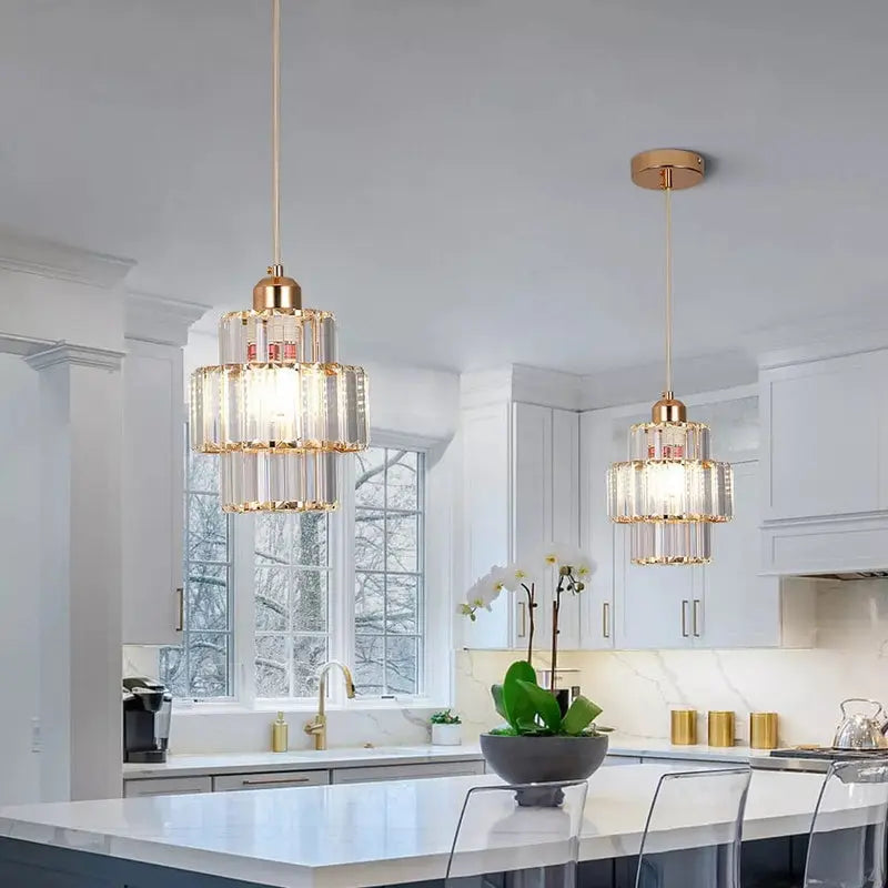 CrystalGlow - Elegant Pendellampe i Krystallglass Motelys