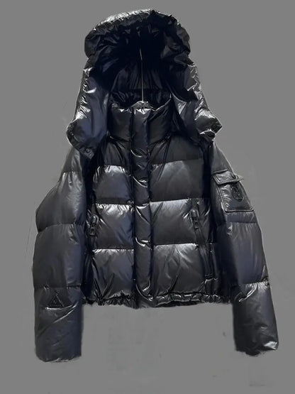 CozyChic - Trendy Kort Damejakke med Hette for Kalde Dager Motelys