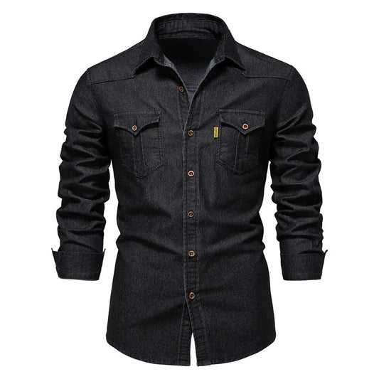 DenimWave - Skjorte i Denim for Menn i Topp Kvalitet Motelys