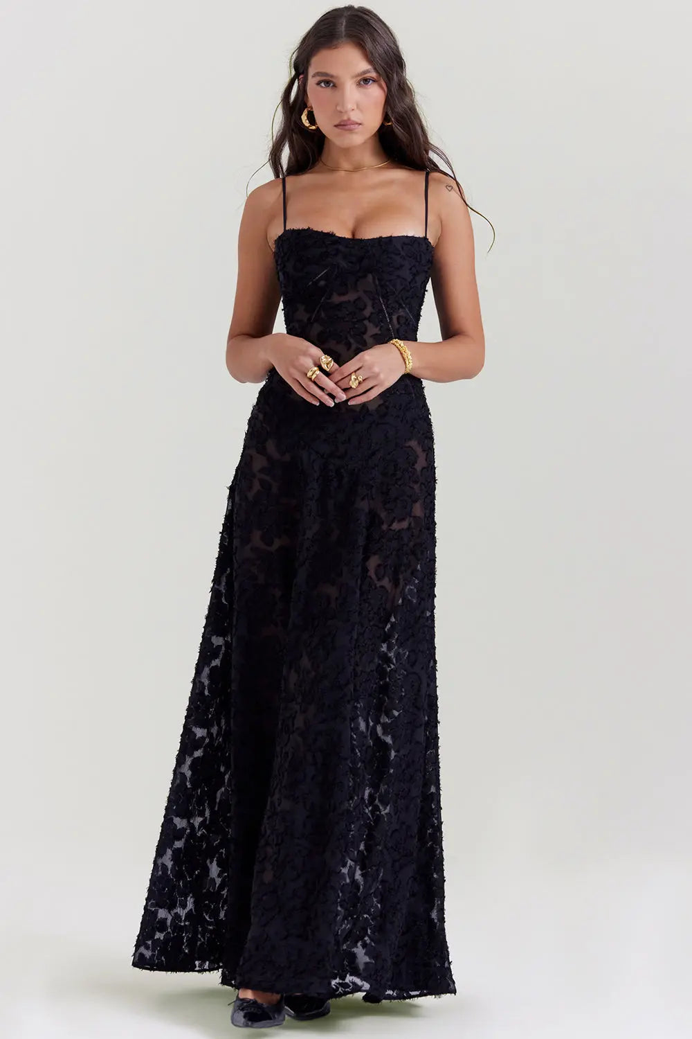 LuxeFlow - Elegant Chic Maxi Kjole for Kvinner Motelys