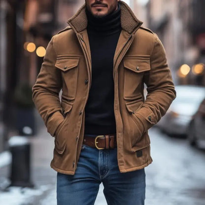 The Pathfinder – Herrejakke i Semsket Skinn med Fleecekrage Motelys