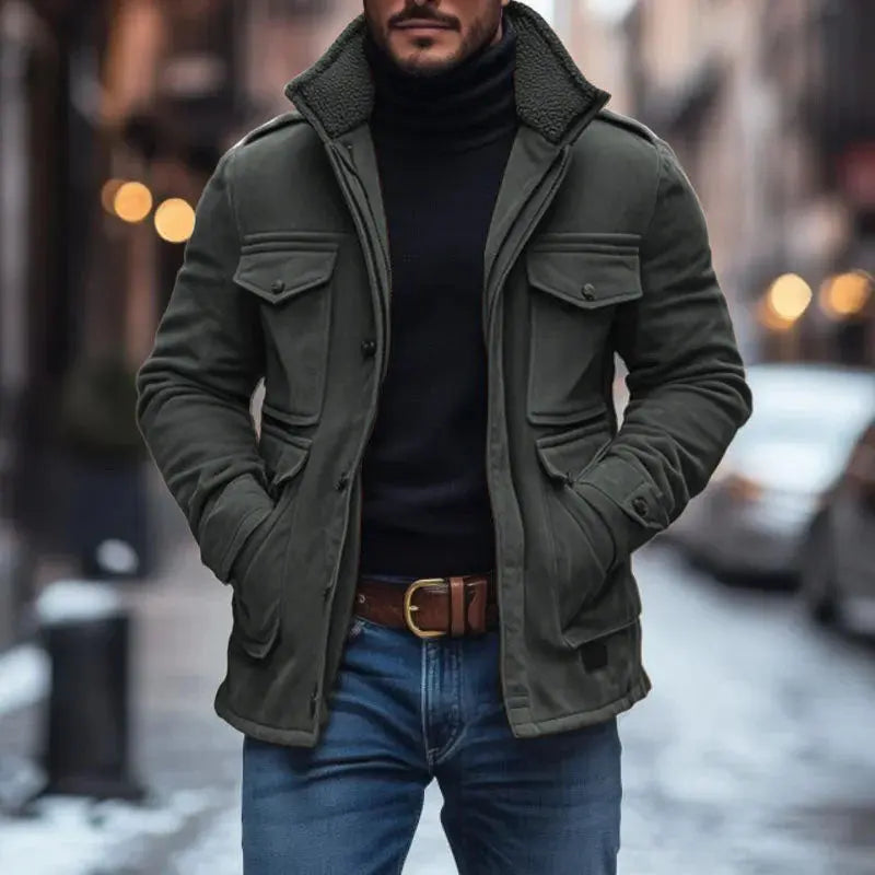 The Pathfinder – Herrejakke i Semsket Skinn med Fleecekrage Motelys