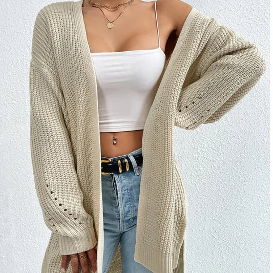 CozyCharm - Kvinners chunky strikket cardigan Motelys