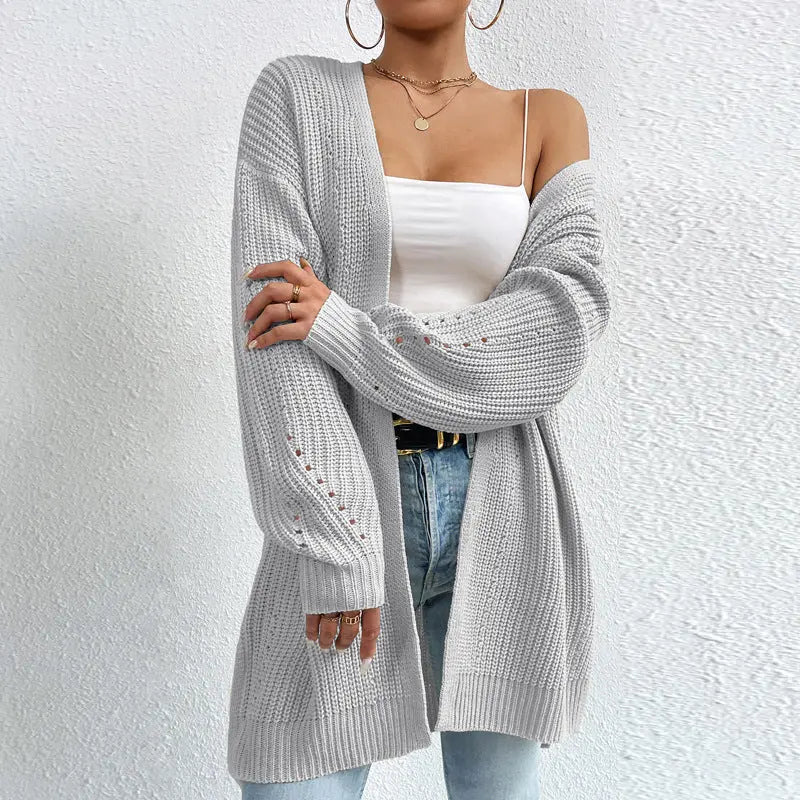CozyCharm - Kvinners chunky strikket cardigan Motelys