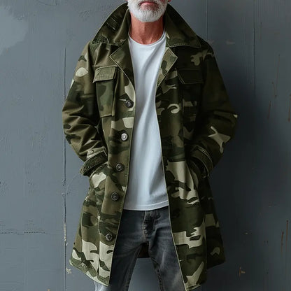 Hunter's Elite – Herre Kamuflasje Cargo Trench Coat Motelys