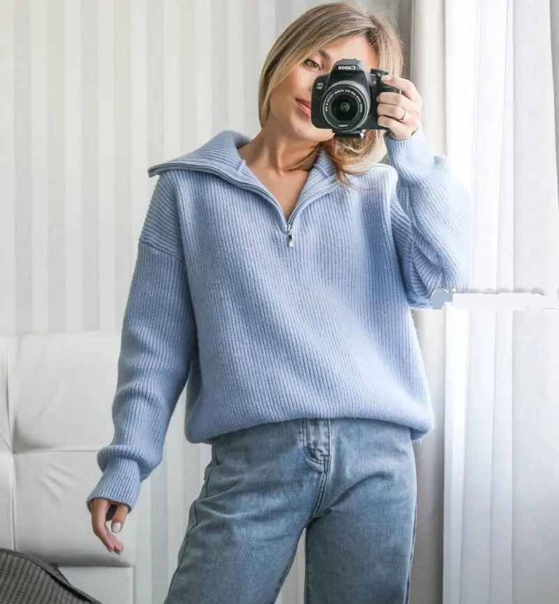 Frost Luxe – Sofistikert Kasjmirgenser med Glidelås for Uanstrengt Eleganse Motelys