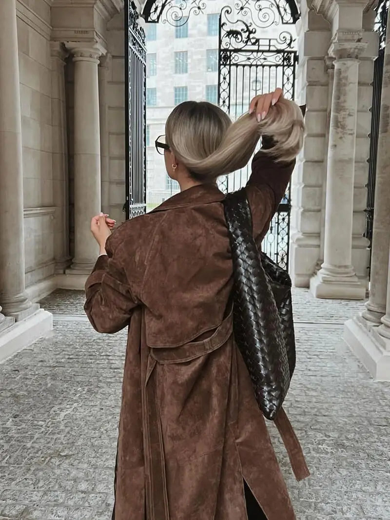 Verona - Stilig Lærtrenchcoat for En Uanstrengt Look Motelys