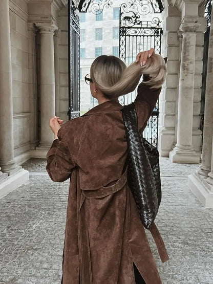 Verona - Stilig Lærtrenchcoat for En Uanstrengt Look Motelys