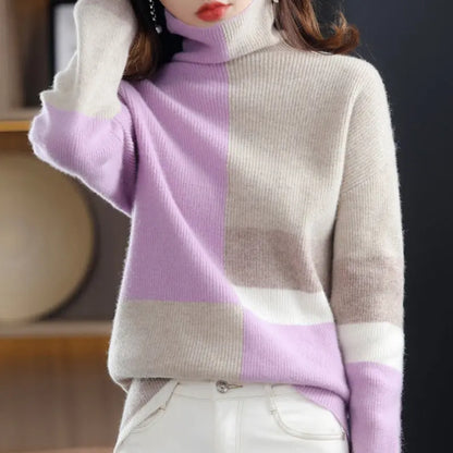 Aurora Luxe – Myk & Stilig Fargeblokk-Turtleneck Motelys