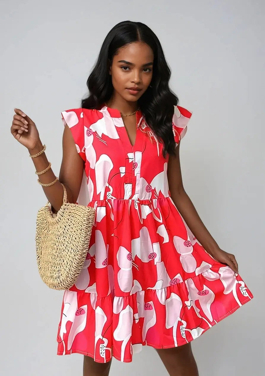 Blossom Breeze Trykt Notch Cap Ermekjole – En Sommerfavoritt Motelys