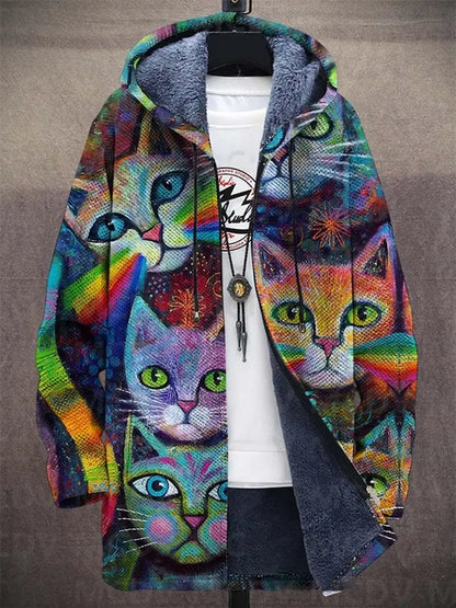 Cosmic Whiskers – Kunstnerisk Fleecehettegenser for Dristig Stil Motelys
