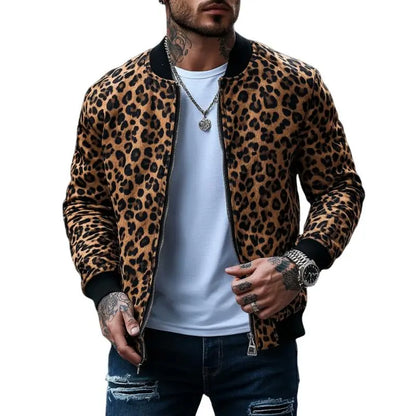 WildEdge – Herre Leopard Mønstret Bomberjakke Motelys