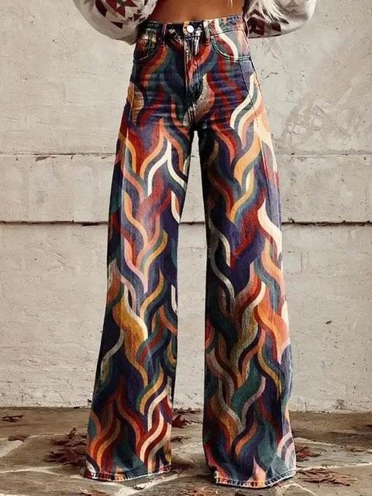Groove – Retro Wave Bredde-Jeans for Dristige Vintage Vibber Motelys