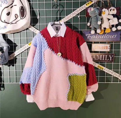 Celeste – Modig Cashmere Patchwork-genser for Et Unikt Uttrykk Motelys