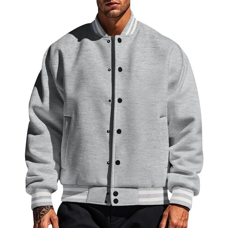Herrejakke i Navy Varsity Fleece - Ståkragedesign Motelys