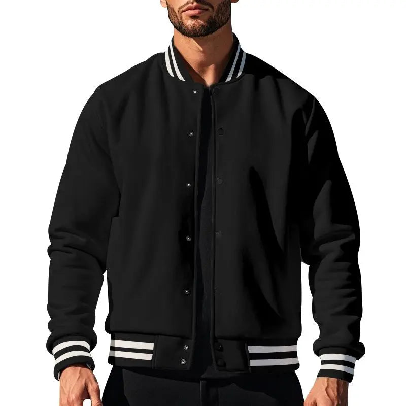 Herrejakke i Navy Varsity Fleece - Ståkragedesign Motelys