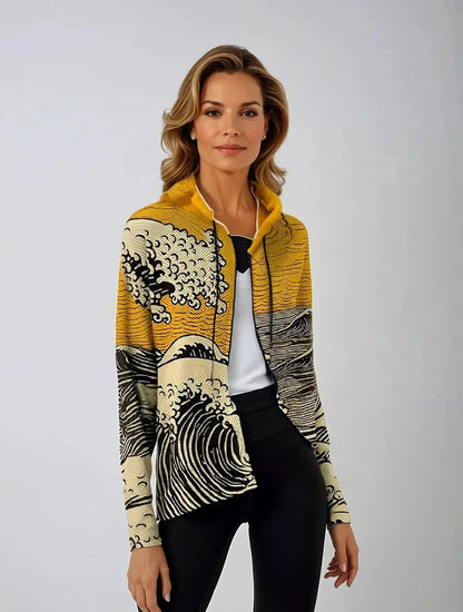 Tsunami Wave – Japansk Kunstinspirert Fleece Hoodie Motelys