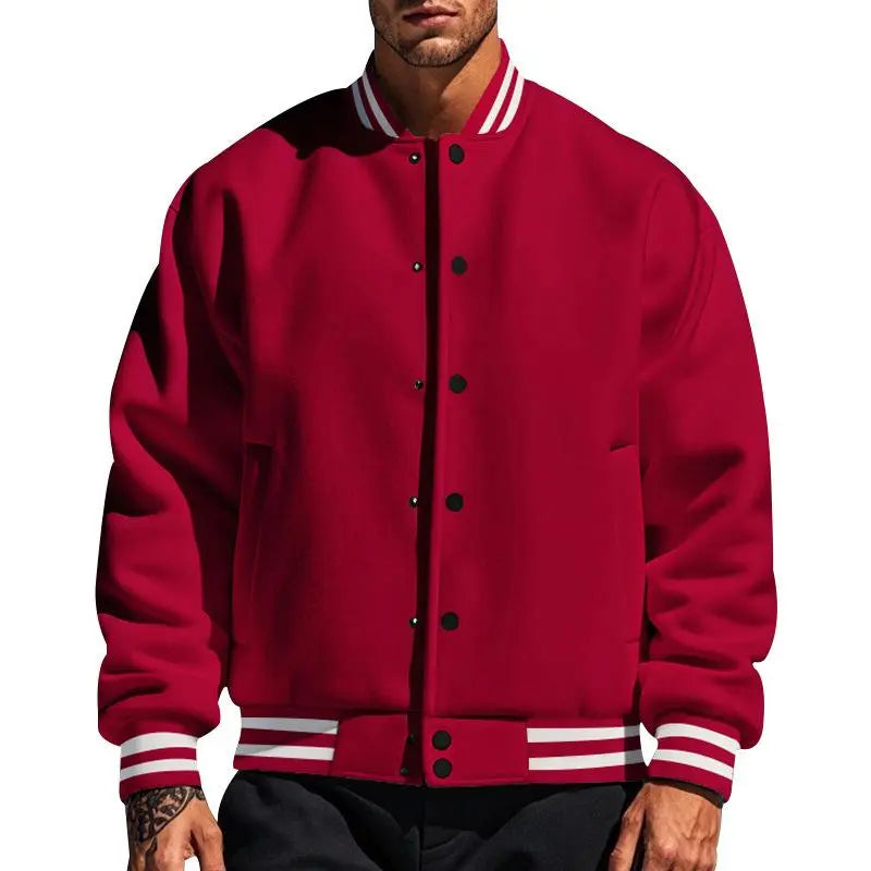 Herrejakke i Navy Varsity Fleece - Ståkragedesign Motelys