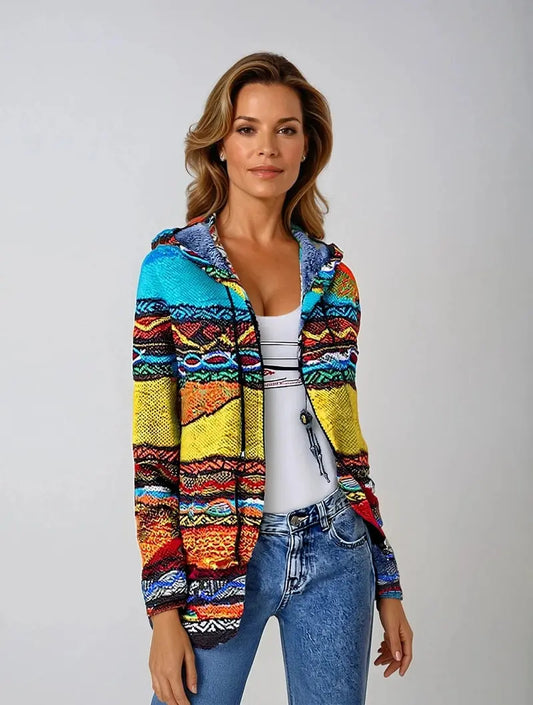 Vivid Horizon – Kunstnerisk boho-inspirert hettegenser Motelys