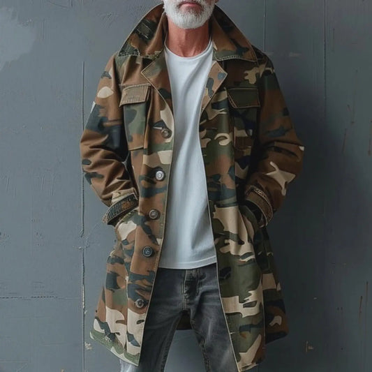Hunter's Elite – Herre Kamuflasje Cargo Trench Coat Motelys