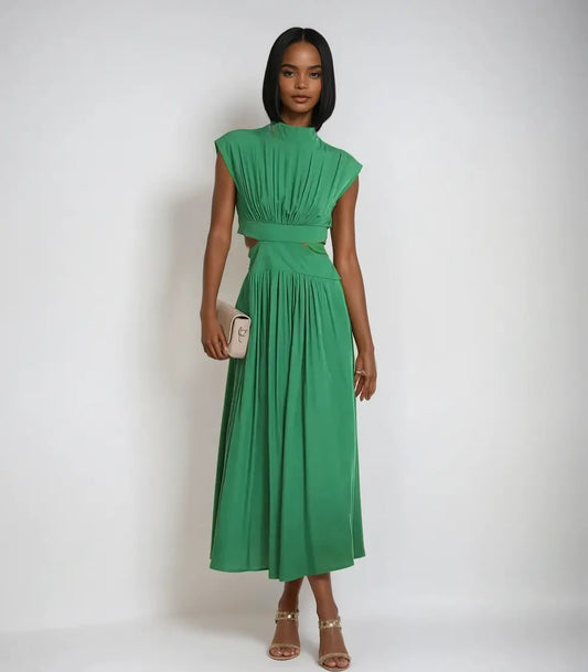 LuxeGala - Elegant Plissert Cocktail Maxi Kjole Motelys