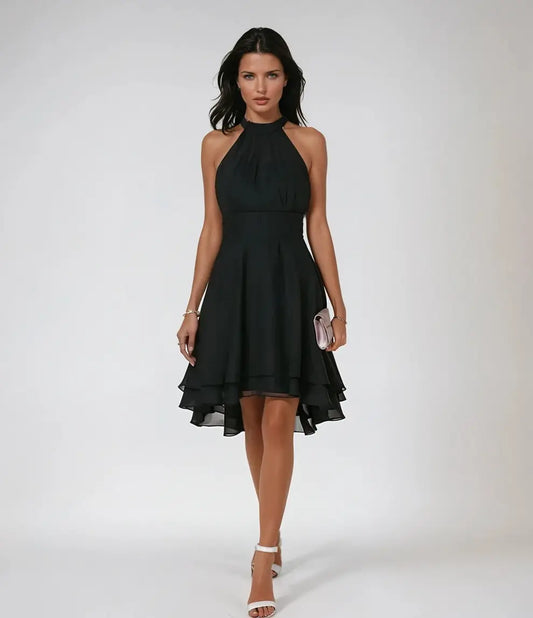 NoireLuxe - Elegant Halterneck Maxi Kjole Motelys