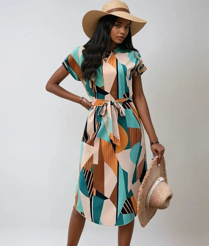 ChicDress - Midikjole med V-Hals for Stilfull Eleganse Motelys